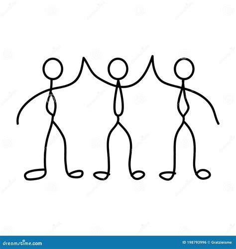 Hand Drawn of the Stick Figures Holding Hands. Vector Stock Vector - Illustration of hand ...