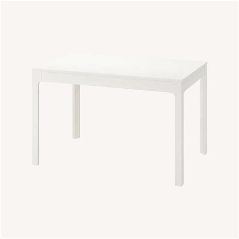 IKEA Extendable White Wooden Dining Table - AptDeco