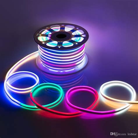 AC 110 240V Flexible RGB LED Neon Light Strip IP65 Multi Color Changing 120LEDs/M LED Rope Light ...