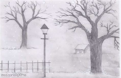 Winter Landscape Drawing at PaintingValley.com | Explore collection of Winter Landscape Drawing