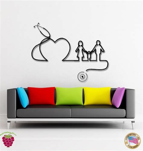 Hospital Clinic Vinyl Wall Decal Hospital Doctors Family Heart Health Mural Art Wall Decorative ...