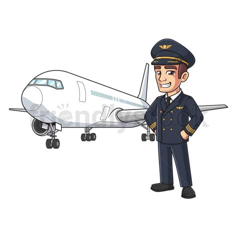 Airline Pilot Passenger Plane Cartoon Clipart Vector - FriendlyStock