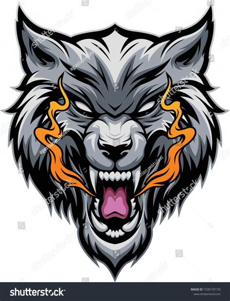 Cabeza de Lobo enojada con diseño: vector de stock (libre de regalías) 1530159176 | Shutterstock