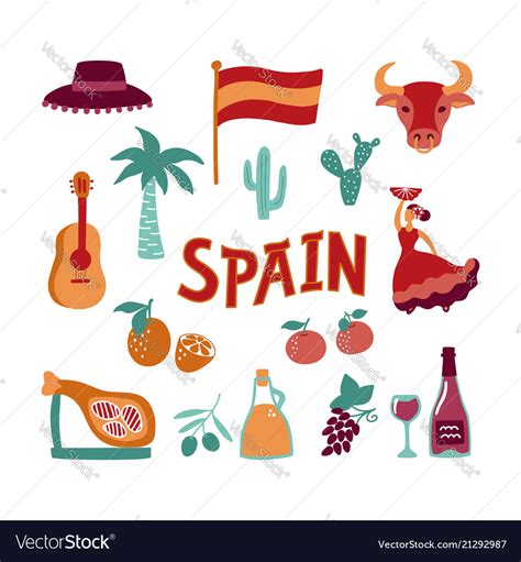 Collection hand drawn symbols of spain culture Vector Image