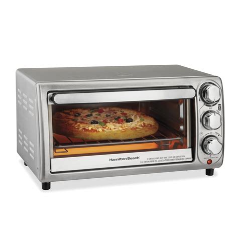 Hamilton Beach 4-Slice Countertop Toaster Oven with Bake Pan, Stainless ...