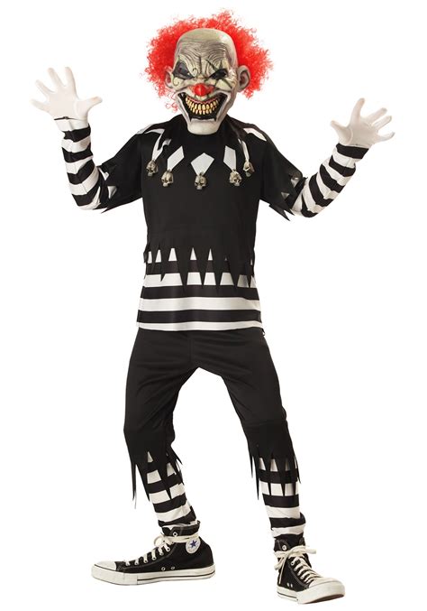 Kids Evil Clown Costume - Scary Psycho Clown Halloween Costumes