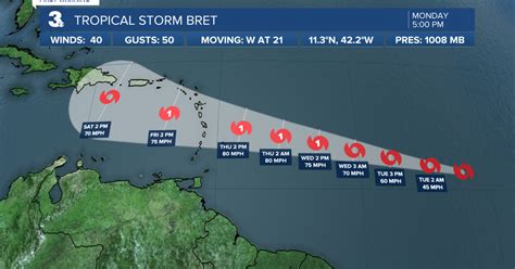 2nd named storm of 2023 Atlantic Hurricane Season: Tropical Storm Bret