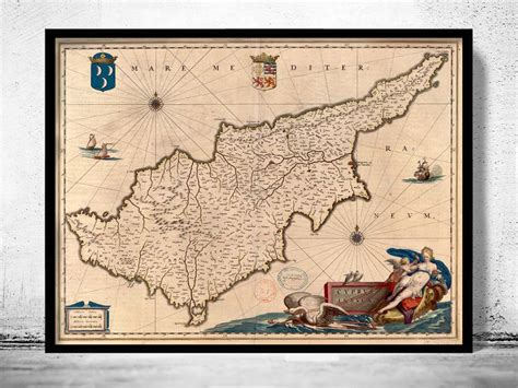 Old Map of Cyprus 1650 Vintage Map Wall Map Print - VINTAGE MAPS AND PRINTS