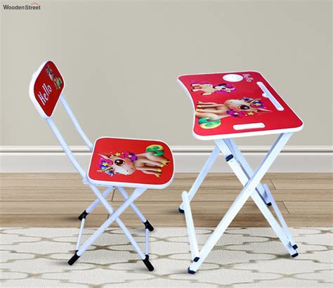 Buy Kids Foldable Study Table Set (Red) Online in India at Best Price - Modern Kids Study Tables ...