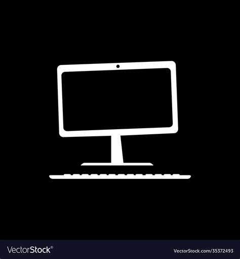 Desktop computer black and white 2d flat Vector Image