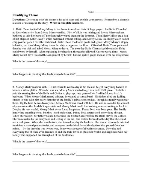 Theme Worksheet 1 | Preview