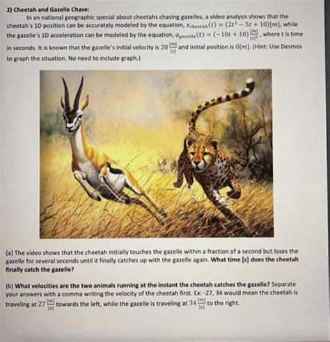 Solved 2) Cheetah and Gazelle Chase: In an national | Chegg.com