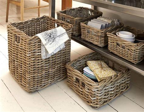 Rattan Storage Basket Grey: Amazon.co.uk: Kitchen & Home Rectangular ...