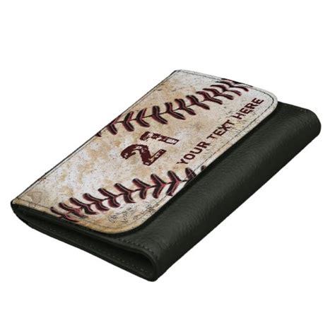 Personalized Baseball Leather Wallets NAME, NUMBER | Zazzle.com