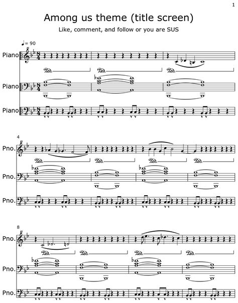 Among us theme (title screen) - Sheet music for Piano