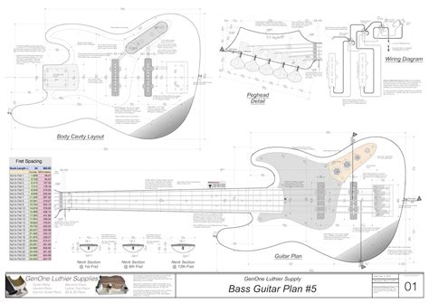 Solid Body Electric Bass Guitar Plan #4 - GenOne Luthier Services