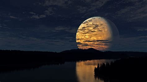 3840x2160 Night Sky Moon River Reflection 4k HD 4k Wallpapers, Images, Backgrounds, Photos and ...