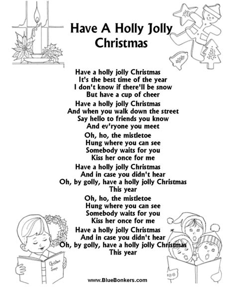 Bible Printables - Christmas Songs and Christmas Carol Lyrics - HOLLY JOLLY CHRISTMAS