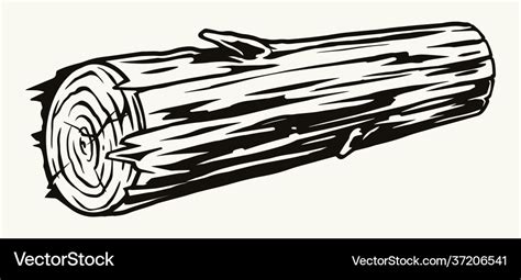 Wooden Log Cartoon Vector And Illustration Black And White Hand - Riset