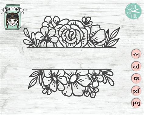 Flower Border SVG Flower Svg Flower Monogram Split | Etsy | Flower svg, Flower border, Monogram ...