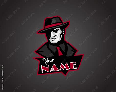 MAFIA LOGO emblem with abstract character silhouette of the head of a ...