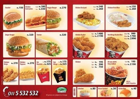 Kfc Printable Menu