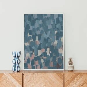 Dark Blue Abstract Painting Modern Coastal Home Decor - Etsy