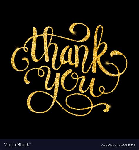 Thank you glitter golden hand lettering Royalty Free Vector