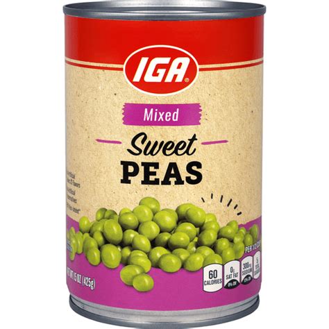 IGA Peas Mixed Sweet | Canned Vegetables | Priceless Foods