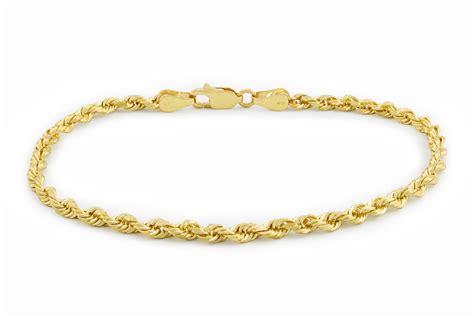 Nuragold - 14k Yellow Gold Unisex 3mm Solid Rope Chain Bracelet or Anklet, 7" 8" 9" - Walmart ...