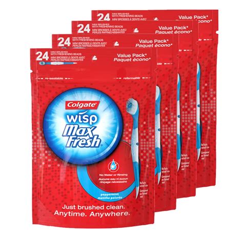 Colgate Max Fresh Small Toothbrushes, Wisp Disposable Mini Travel, Peppermint, 24 Count (Pack of ...