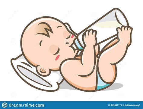 Baby Drinking Milk from Bottle Vector Illustration Stock Vector - Illustration of drink ...