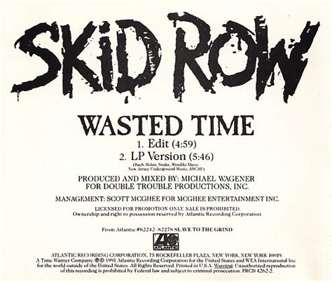 Skid Row - Wasted Time (1991, CD) | Discogs