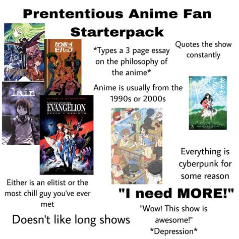 Pretentious anime fan starterpack | /r/starterpacks | Starter Packs | Know Your Meme