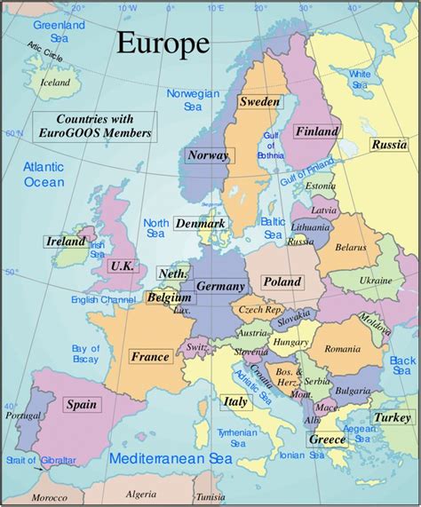 Fig. 1: Map of Europe showing names of countries which have member... | Mapa de europa, Mapa de ...