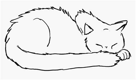 Sleeping Cat Drawing - Sleeping Cat Line Drawing, HD Png Download ...