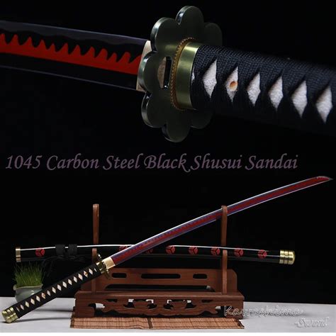 The Latest One Piece Zoro Sword Shusui Sandai High Carbon Steel Purple Red Blade Real Katana ...