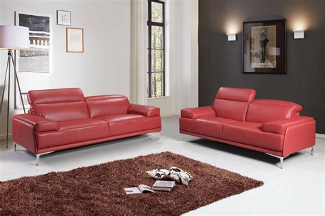 Madrid Contemporary Italian Leather Sofa Set in Red Raleigh North Carolina J&M-Furniture-Nicolo-Red