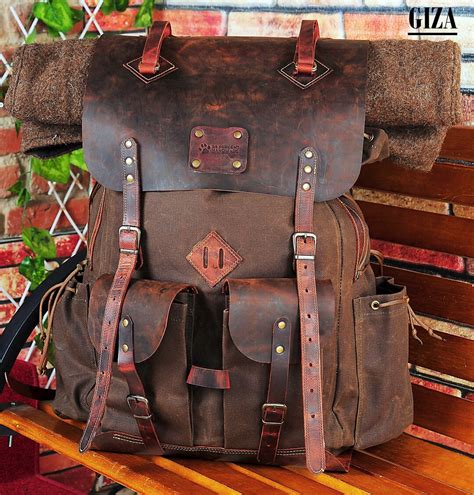 Bushcraft Store Bushcraft Backpack Backpack Gears Rucksack Leather Canvas Backpack Camping ...