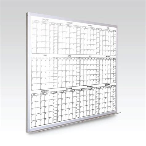 Custom 12 Month Magnetic Whiteboard Calendar 48 x 60 At A Glance (w/ optional marker tray ...