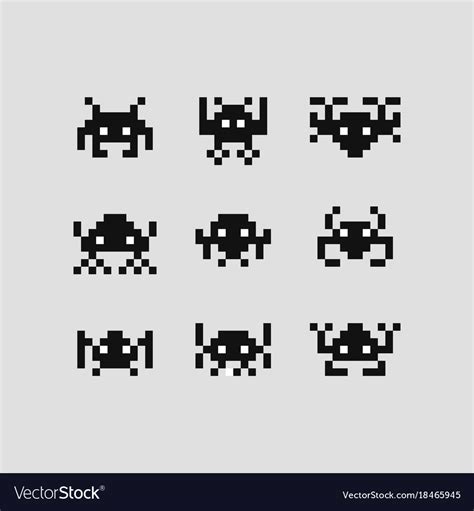 Space invaders 8 bit set Royalty Free Vector Image