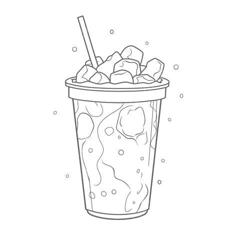 Iced Coffee In A Cup Coloring Page Outline Sketch Drawing Vector ...