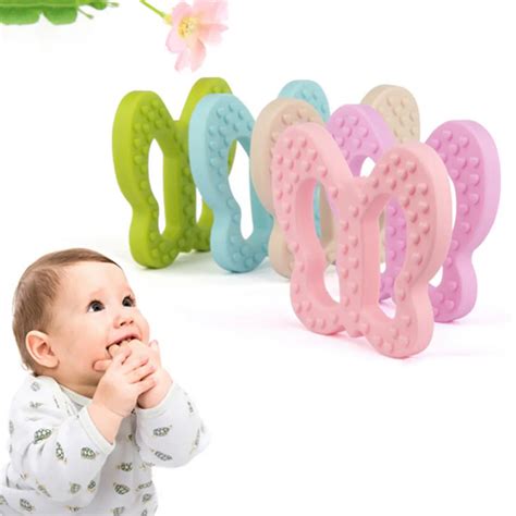 Butterfly shaped Baby Teething Toy Food Grade Silicone Grind Baby Teeth Teething Toy Teething ...