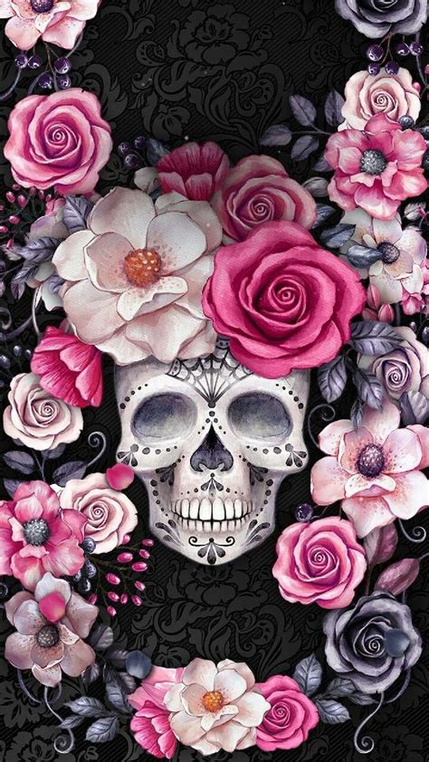 Skull rose garden | Sugar skull wallpaper, Skull wallpaper iphone ...