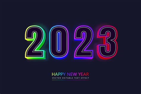 2023 Happy New Year Neon Sign Text Graphic by Ju Design · Creative Fabrica