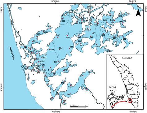 Ashtamudi Lake and sampling locations | Download Scientific Diagram