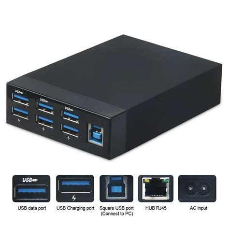 6 Ports USB HUB 3.0 Charging 5V 3A USB Charger Adapter with RJ45 Gigabit Ethernet Converter for ...