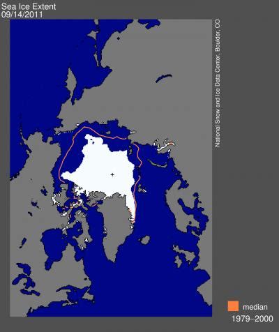 Arctic sea ice reaches minimum 2011 extent, making it second lowest in satellite record ...