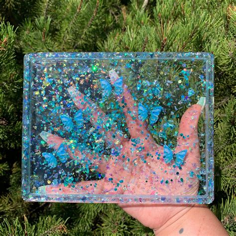 Excited to share this item from my #etsy shop: Teal Butterfly Tray Diy Resin Tray, Diy Tray, Diy ...