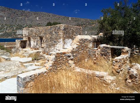 Venitian Fort and former Leper Colony, Spinalonga Island, Elounda, Lasithi, Crete, Greece Stock ...